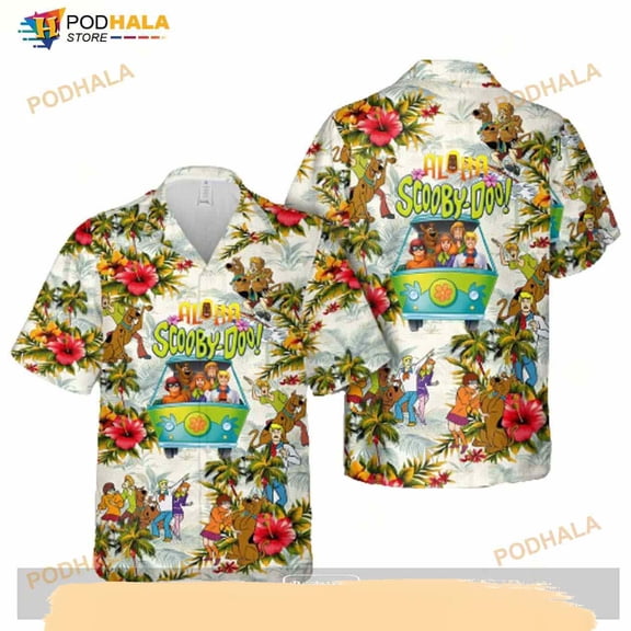 Scooby-Doo Aloha Scooby-Doo Tropical Flower Funny Hawaiian Shirt