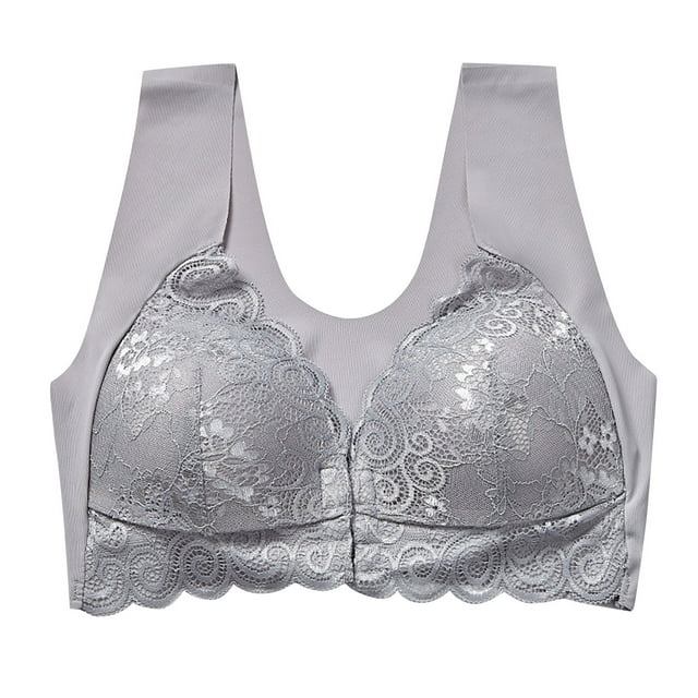 Wireless Bras for Womens - Front Closure Lace Bra - Soft Smoothing Bralettes - Comfortable Non Wired Bras - Push Up Everyday Bralette