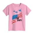 thumbnail image 4 of Quealent Girls 4th of July Shirt USA T-Shirt for Kids American Flag Shirt 250 Years of Freedom Short-Sleeved Top (Pink, 5-6 Years), 4 of 5