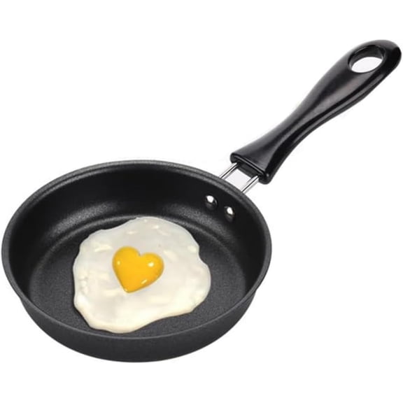 Black Mini Non-Stick Frying Pan 4.7in/12.8cm, Small Egg & Pancake Skillet for Home & Camping, Compatible with All Stovetops