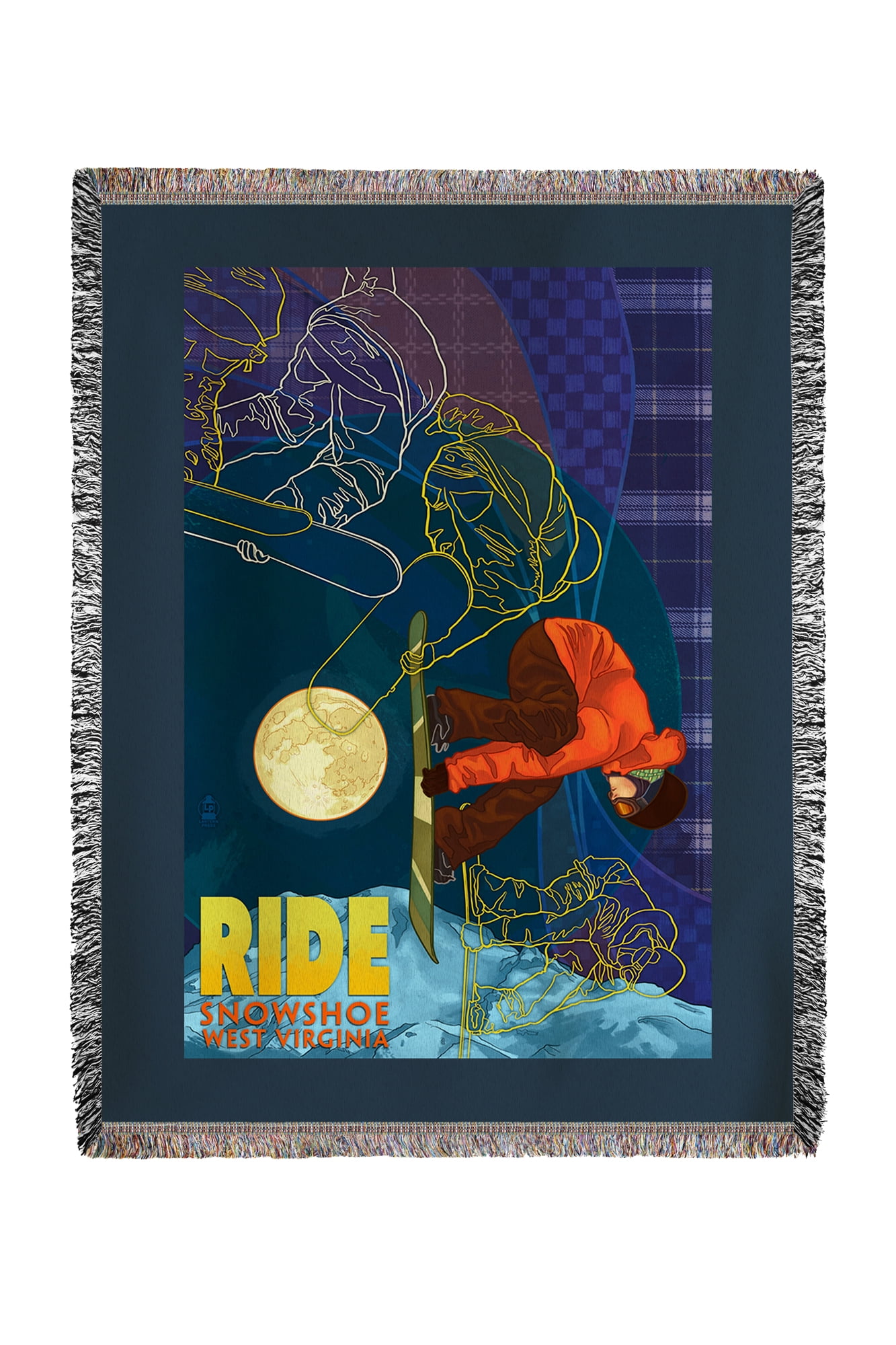 Snowshoe, West Virginia Timelapse Snowboarder Lantern Press Poster (60x80 Woven Chenille Yarn Blanket) by Lantern Press