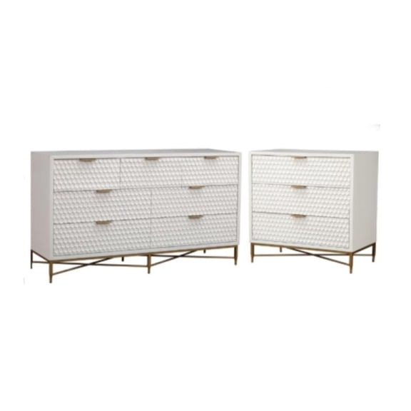 Home Square 2 Piece Furniture Set with 3-Drawer Accent Chest and 7-Drawer Chest