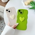 thumbnail image 5 of Cute 3D Love Heart Curly Wave Frame Soft Compatible with iPhone Case (Green,iPhone Xr), 5 of 9