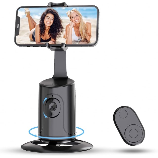 PINHEN Auto Face Tracking Tripod, 360° Rotation Auto Tracking Phone Holder, No App, Phone Camera Mount with Remote and Gesture Control, Rechargeable Smart Shooting Holder for Video Recording, Tiktok