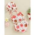 thumbnail image 3 of ZAXARRA Baby Girls Three Piece Swimsuits, Floral Print Halter Bikini Set Bathing Suit with Swim Cap, 3 of 8
