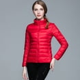 thumbnail image 2 of Bibifish Women's Down Jackets Lightweight Packable High Collar Zip Jackets Stain-Resistant Slim Fit Warm Winter Wear Portable Travel Coats, 2 of 5