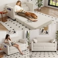 thumbnail image 5 of S-HOME Multi-Functional Corduroy Loveseat Sofa Bed, 2-Seater Two-Form Conversion with Side Storage, for Small Apartments and Living Rooms, Beige, 5 of 16