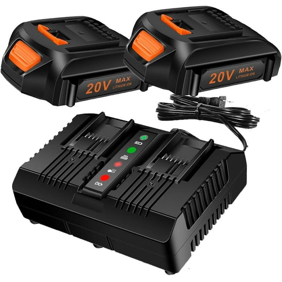 2Packs Replacement Battery 20V and Charger Starter Kit,Cell9102 3.0Ah Lithium Battery with 20 Volt Cordless Power Tools