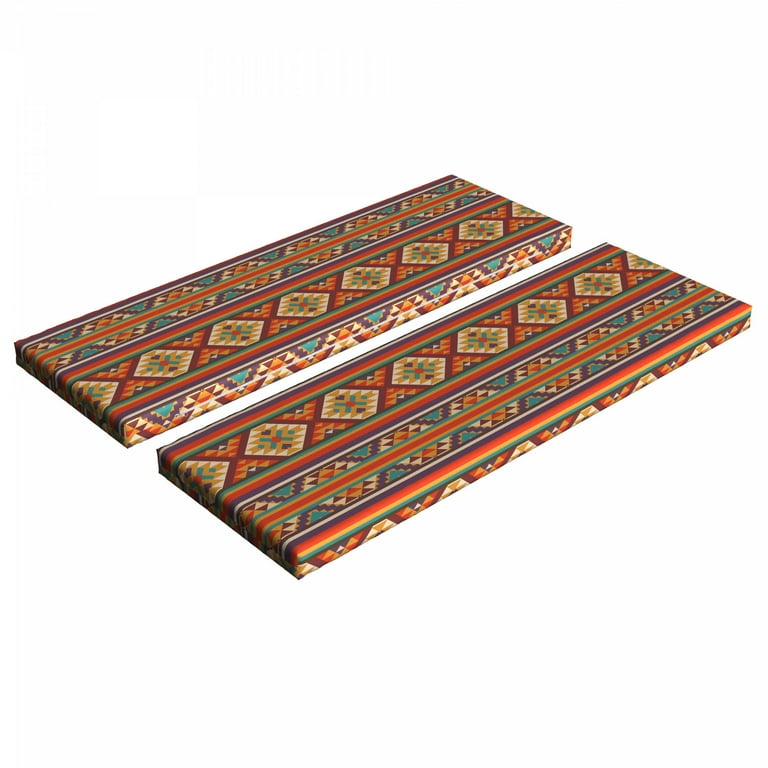 Colorful Bench Cushion Set of 2 Mosaic Inspired Horizontal Lines