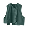 thumbnail image 7 of Cotton Linen Vest for Women Summer Vintage Button Front Tank Tops Loose Fit Casual Sleeveless Shirts Waistcoat Jacket, 7 of 7
