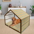thumbnail image 2 of Colorful Pet House, Hand Drawn Brush Marks with Rainbow Theme Paint Smear Stripes Design Worn out Look, Outdoor & Indoor Portable Dog Kennel with Pillow and Cover, 5 Sizes, Multicolor, by Ambesonne, 2 of 4