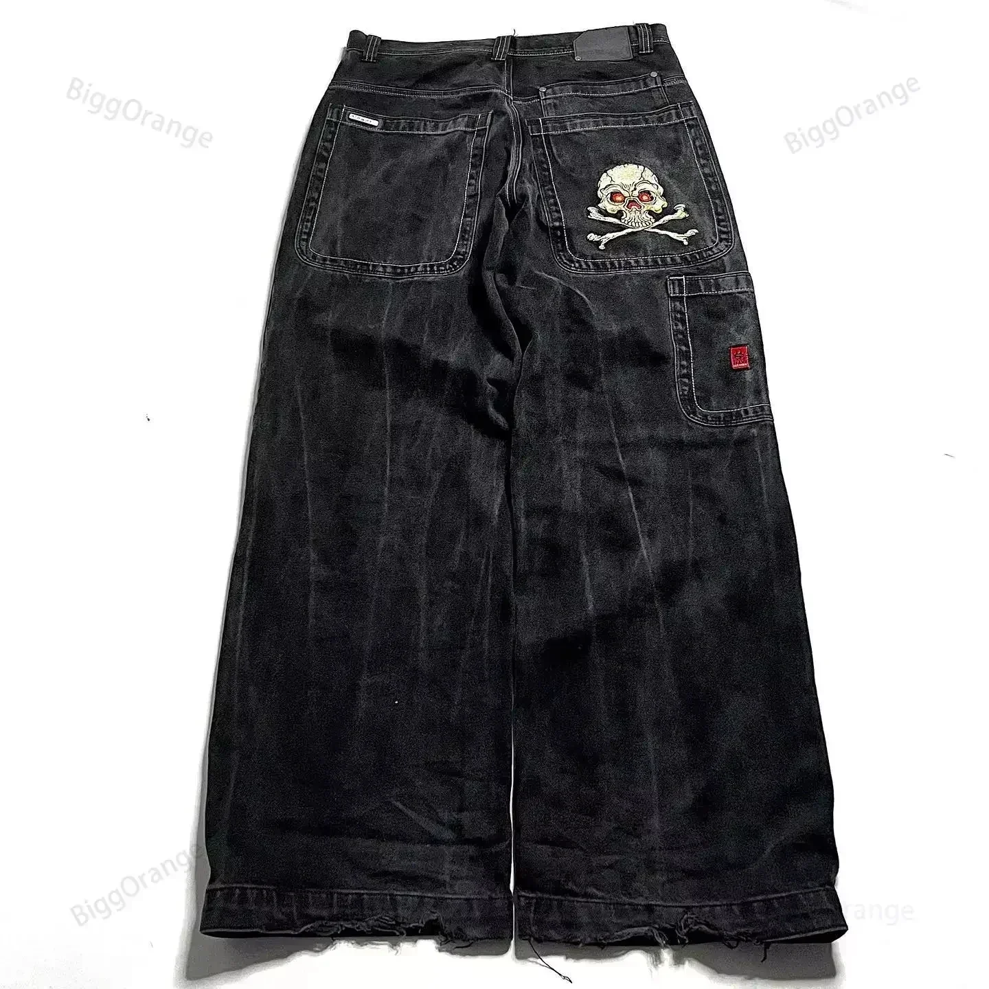 Hip Hop American Jnco Big Pocket Boxing Kangaroo Print Wash Wide