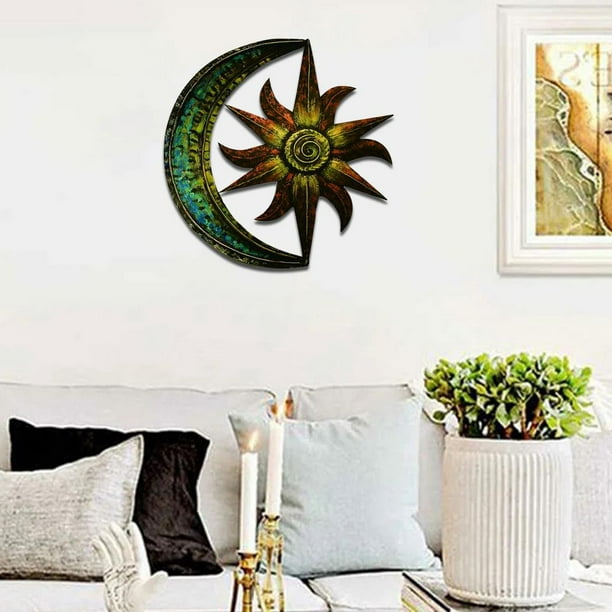 Celestial Themed Metal Wall Decor Art Moon Star Shape Iron Showpiece Ideas Sun Home Yard 11 42 42in Com - Copper Wall Art Home Decor Ideas