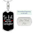 thumbnail image 2 of Have My Own Firefighter Stainless Steel or 18k Gold Premium Swivel Dog Tag Keychain, 2 of 8