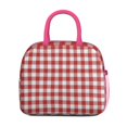 thumbnail image 2 of Insulated Lunch Bag for Women, Floral Print Oxford Fabric Lunch Box, Leakproof Thermal Cooler Tote for Work, School & Picnic, Christmas Vintage Grid Print, 2 of 5