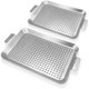 thumbnail image 1 of Juego de 2 sartenes para parrilla al aire, cesta de asar de acero inoxidable con asas, bandeja perforada para asar ahumadores, horno, accesorios de barbacoa, 1 of 4