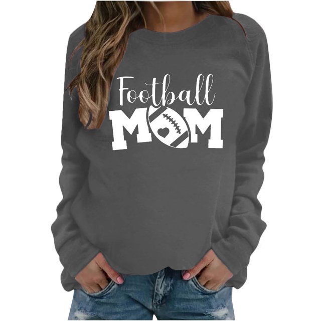 Pisexur Chandails en Molleton pour Femmes Imprimé Graphique Lettre Chandails en Molleton de Football pour Femmes Chandails en Molleton d'Automne Décontractés Col Rond Chandails en Molleton Manches Longues pour Femmes Blouses Coupe Ample Pull Tops