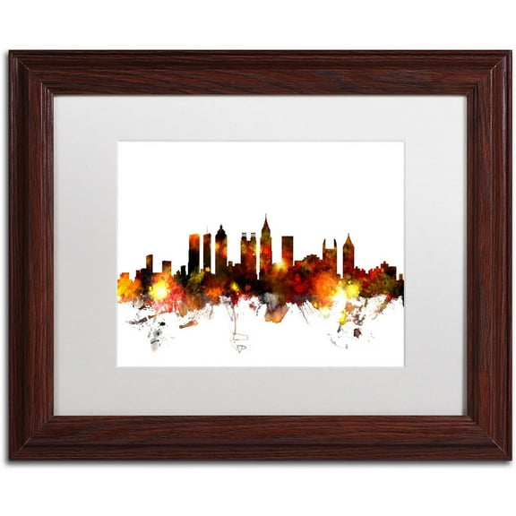 Trademark Fine Art "Atlanta Georgia Skyline Red" Canvas Art by Michael Tompsett, White Matte, Wood Frame