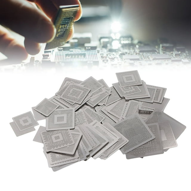 Plantillas de reballing, 304 Plantillas de reballado de acero inoxidable de acero inoxidable 144 pcs conjunto de múltiples Funciones para Tarjeta gráfica