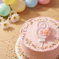 thumbnail image 5 of Floral Cake Topper, Spring Birthday Decor, Pink Daisy Flower Number 8 Candle With Tray - Fairy First Birthday Decorations, Glitter Cake Topper for Princess & Garden Parties, Flower H Number 8, 5 of 5
