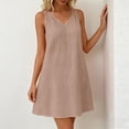 thumbnail image 5 of Zynoxe Mini Dresses for Women Summer V-neck Sleeveless Hollow Out Strap Sundress Casual Ventilate Peasant Gauze Lounge Beach Dresses Pink S, 5 of 9