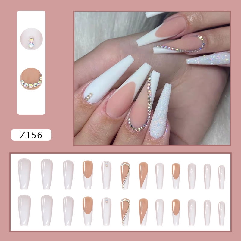 Fake Nail Patch Long Square Head Nails Exqusite Rhinestone Decor Nail Art Finished Nail Piece 24Pcs Glue Type Best Gifts NewFashion Fake Nail Patch Long Square Head Nails Exqusite Rhinestone Decor Nail Art Finished Nail Piece 24Pcs Glue Type Best Gifts NewFashion