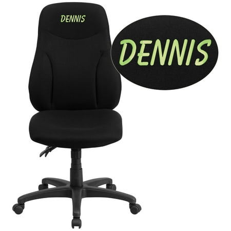 Flash Furniture Personalized High Back Black Fabric Multifunction Ergonomic Swivel Task Chair