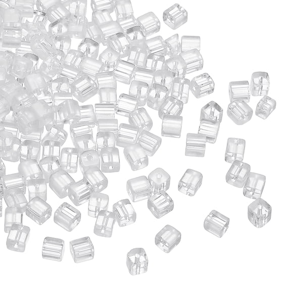 Uxcell 500 Pcs Crystal Cube Beads, 7mm Clear Glass Faceted Square Spacer Beads Craft Making Supplies for Jewelry DIY Bracelet Earring Necklace, White