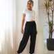 thumbnail image 5 of Pantalones de chándal sólidos para mujer Pantalones de chándal de bascudor Pantalones de entrenamiento de cintura elástica informal M negro fino Soledad Pantalones holgados de mujer, 5 of 9