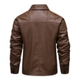 thumbnail image 4 of QQZ Men's Solid PU Leather Motorcycle Jacket, Zip‑Up Lapel Collar Long Sleeve Outerwear With Side Pockets For Outdoor Daily Casual Wear, 4 of 5