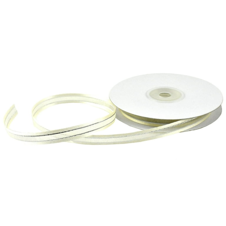 Silver Lined Satin Edge Organza Ribbon 3 8 Inch 25 Yard Ivory