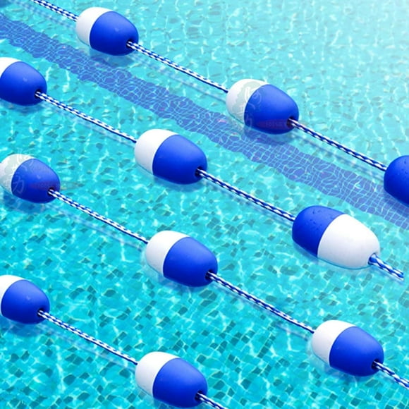 Pool Safety Divided Rope Blue & White Pool Lane Divider Floats, Swimming Pool Shallow and Deep End Safety Rope Line Kit, Pool Lane Lines Floating Barrier Float Kits (Size : 27Ft)