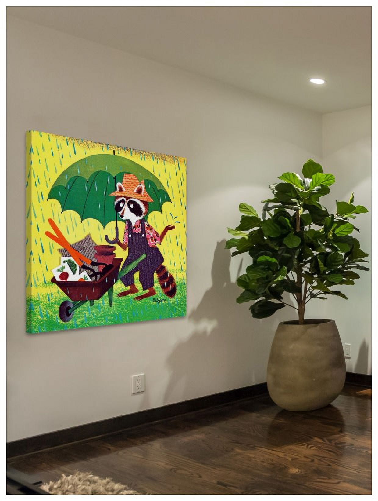 Marmont Hill "Raccoon with Umbrella" by Curtis Painting Print on Canvas