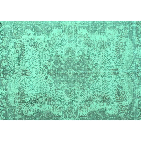 Ahgly Company Machine Washable Indoor Rectangle Persian Turquoise Blue Traditional Area Rugs, 5' x 7'