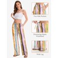 thumbnail image 6 of Women Cotton Linen Summer Palazzo Pants Drawstring Waist Wide Leg Lightweight Beach Trousers with Pockets, 6 of 10