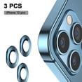 thumbnail image 1 of Película protectora de vidrio templado para cámara para iPhone 12 Pro / 12 Pro Max, 360 grados de cobertura total para cámara protectora de metal para lente de cámara, dureza 9H, antiarañazos, polvo Xemadio 221039-5, 1 of 9