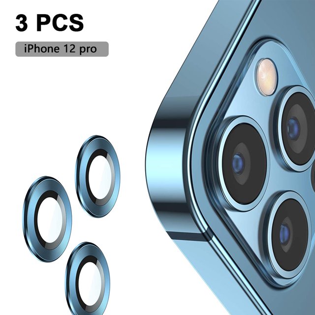 Película protectora de vidrio templado para cámara para iPhone 12 Pro / 12 Pro Max, 360 grados de cobertura total para cámara protectora de metal para lente de cámara, dureza 9H, antiarañazos, polvo Xemadio 221039-5