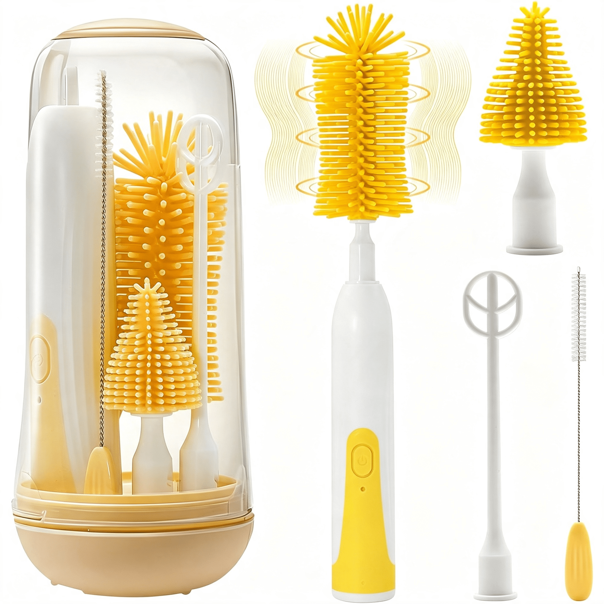 MUSICOZY Electric Baby Bottle Cleaner, Portable Silicone Brush Set