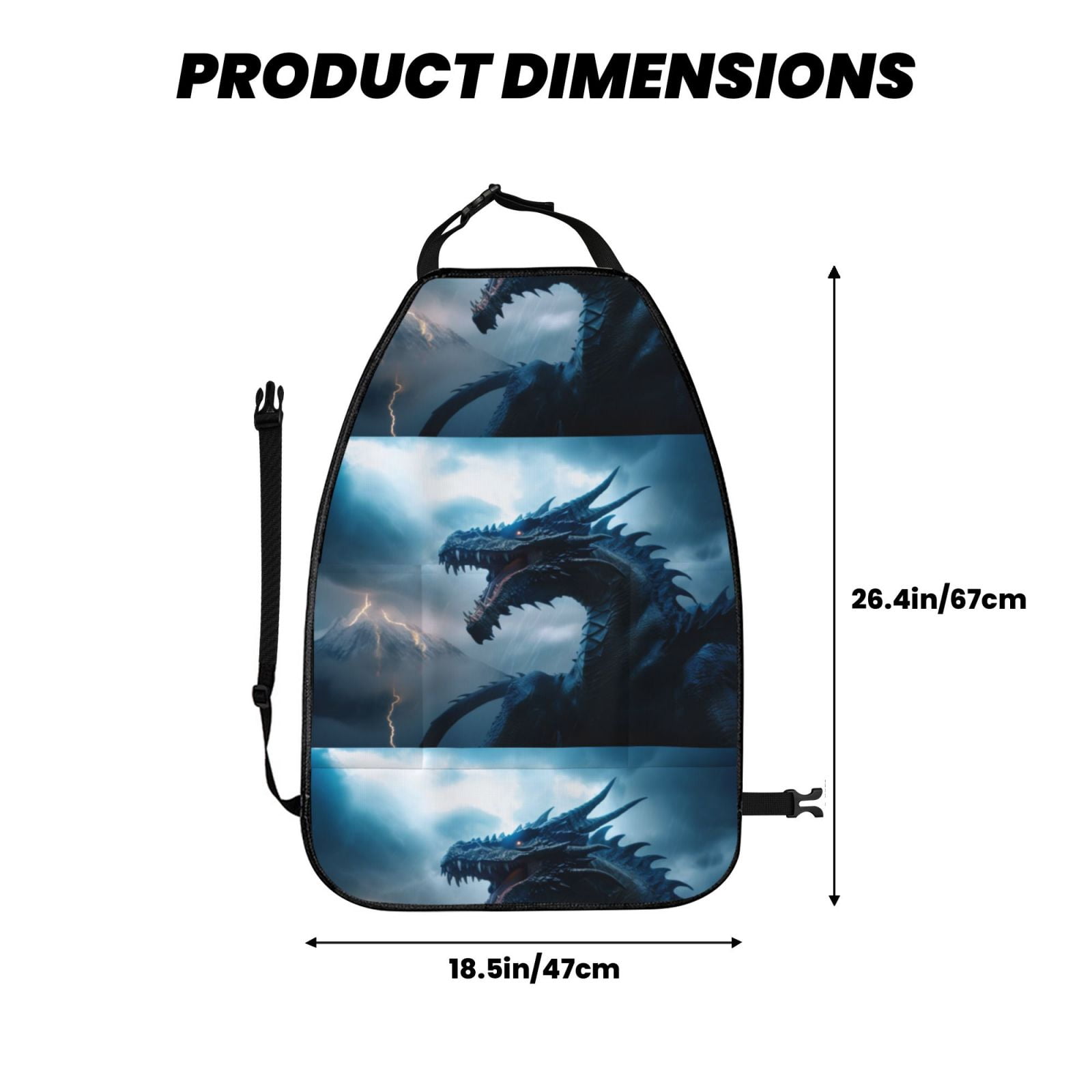 Xecao Blue Thunder Storm Dragon Pattern Car Seat Back Protector 2 Pack Large Capacity Pocket, Kick Mats Back Seat Protector