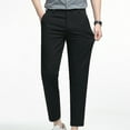 thumbnail image 5 of Mens Dress Pants Slim Fit Cotton Dreeey Pants for Men Stretch Ankle-Length Dress Pants Skinny Suit Pants Cropped Trousers for Men, Black (Small), 5 of 5