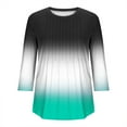 thumbnail image 5 of HOMBOM Crew Neck Women Blouses 3/4 Sleeve Green Blouse Trendy Front Pleated Gradient T Shirt, 5 of 5