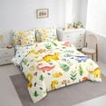 thumbnail image 3 of Homewish Ancient Dinsaur 7pcs Bedding Comforter Set,Cartoon Dino Queen Bedding Sets,Beige Green Queen Sheet Sets For Boys Teens,Breathable Home Decor Reversible, 3 of 8