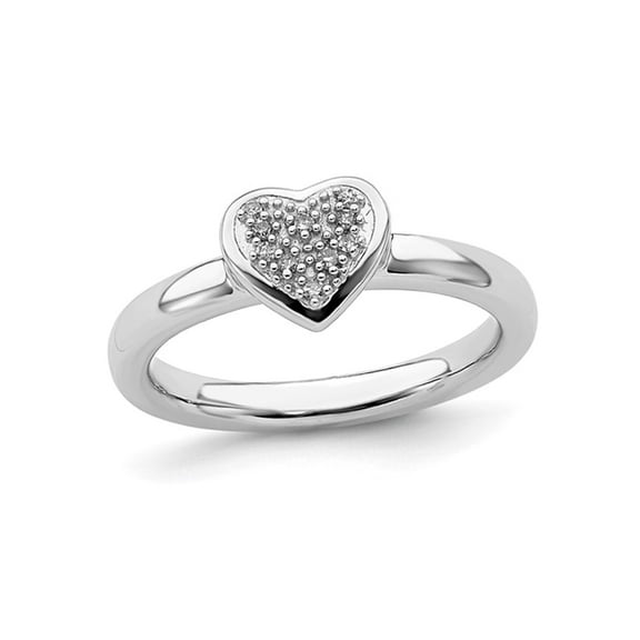 Gem & Harmony Sterling Silver Promise Heart Ring with Diamond Accent for Women
