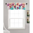 thumbnail image 3 of Colorful Flower Linen Curtain Valance for Bedroom/Bathroom/Kitchen/Office/Living/Dining Room Windows,Abstract Contemporary Spring Botanical Pocket Topper Drapes Decorative Cafe Drapery Panel 54x18, 3 of 6