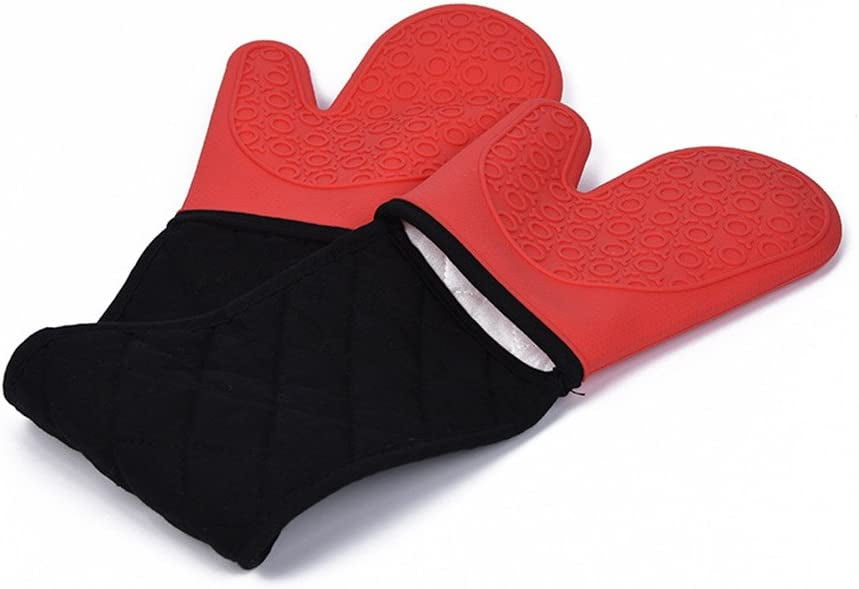 Connected Oven Mitts All-in-One Potholder Gloves Heat Resistant Quilted Silicone Oven Mitts 33.8 x 7-inch