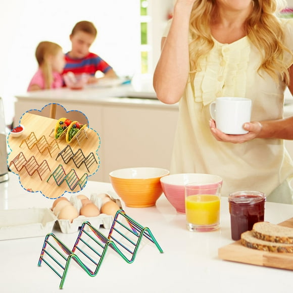 Soporte para tacos ondulado de acero inoxidable HWRETIE,utensilio de cocina para el hogar,soporte multiusos para servir y preparar alimentos