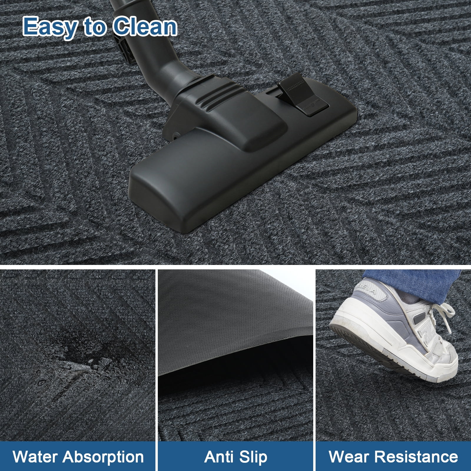 OVYEOFR 4' x 6' Commercial Front Door Mat, Non Slip Entrance Doormat Indoor Outdoor Carpet Door Mat, Commercial Doormat for Home Office Hotel, Grey