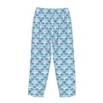 thumbnail image 5 of Goofa Blue Fish Scale Texture Printed Soft Pajama Pants for Women, Wide Leg Comfy Casual Lounge Yoga Pants-, 5 of 9