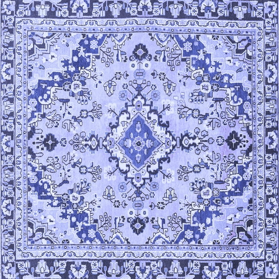 Ahgly Company Machine Washable Indoor Square Abstract Blue Modern Area Rugs, 7' Square