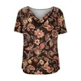 thumbnail image 5 of Summer Shirts for Women Plus Size Cowl Neck Floral Print Short Sleeve T Shirt Top Casual Oversized Loose Fits Breathable Draped Neck Tee Shirt, 5 of 6